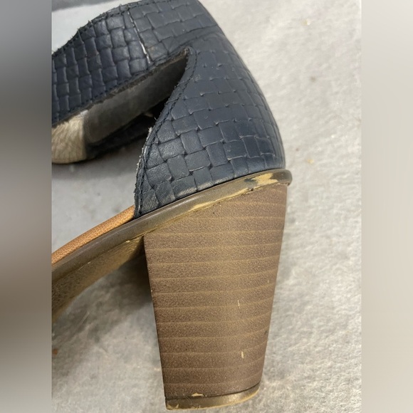 Rieker Sandals Antistress Woven Leather Black Easy close Open Toe Block Heel - Picture 8 of 13